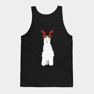 Llama with reindeer antlers Tank Top